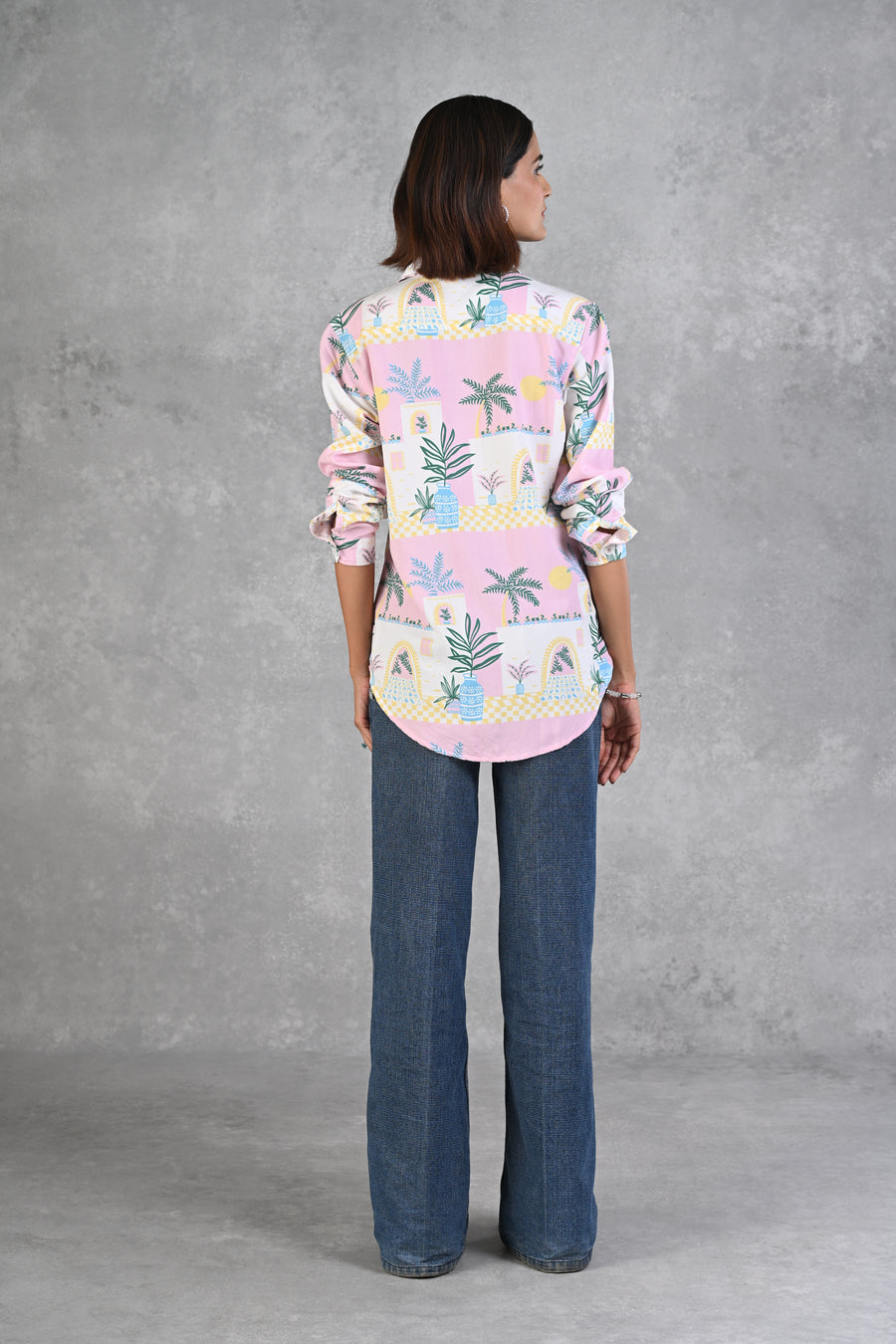 Light Pink Beach Printed Modal Full Sleeve Shirt